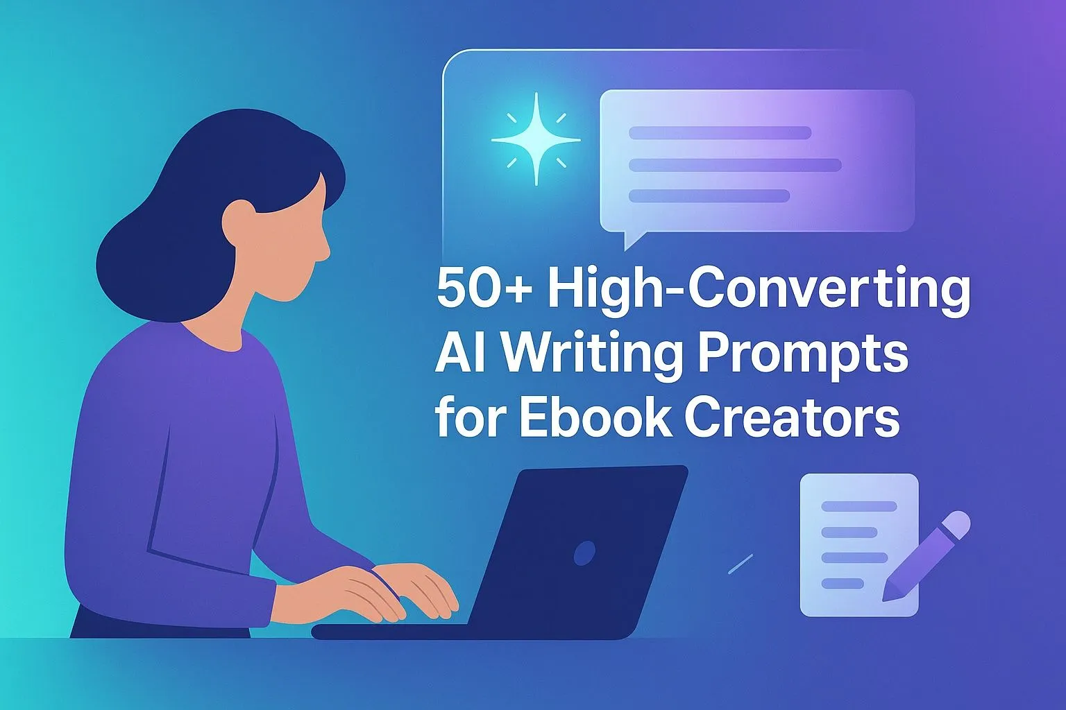 Professional AI writing prompts interface for ebook content generation